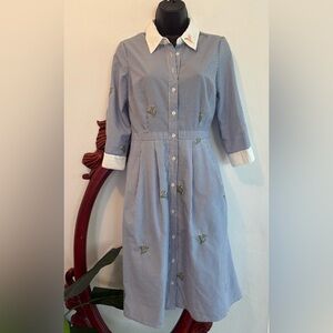 ModCloth Broadcast Coordinator Cactus Embroidered Button Down Shirt Dress